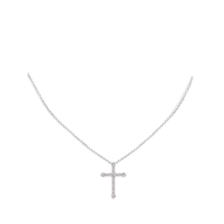 2.4mm IJI1I2 Prong-Set Diamond Budded Cross Pendant in White Gold pen