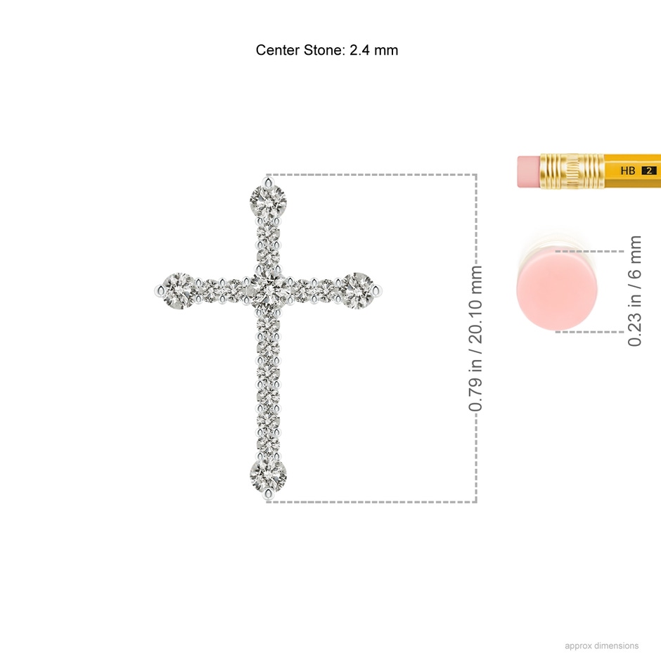 2.4mm KI3 Prong-Set Diamond Budded Cross Pendant in P950 Platinum ruler