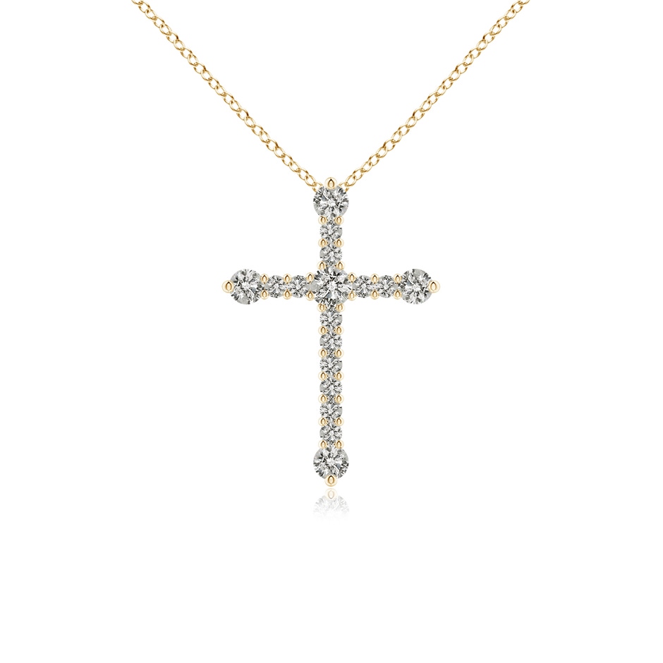2.4mm KI3 Prong-Set Diamond Budded Cross Pendant in Yellow Gold 