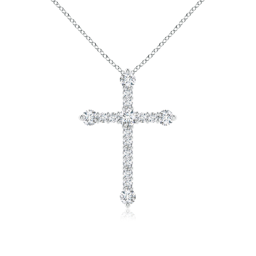 2.8mm GVS2 Prong-Set Diamond Budded Cross Pendant in P950 Platinum