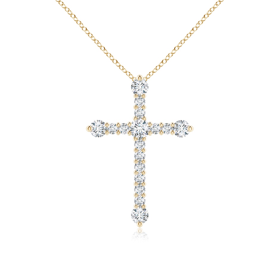 2.8mm GVS2 Prong-Set Diamond Budded Cross Pendant in Yellow Gold 