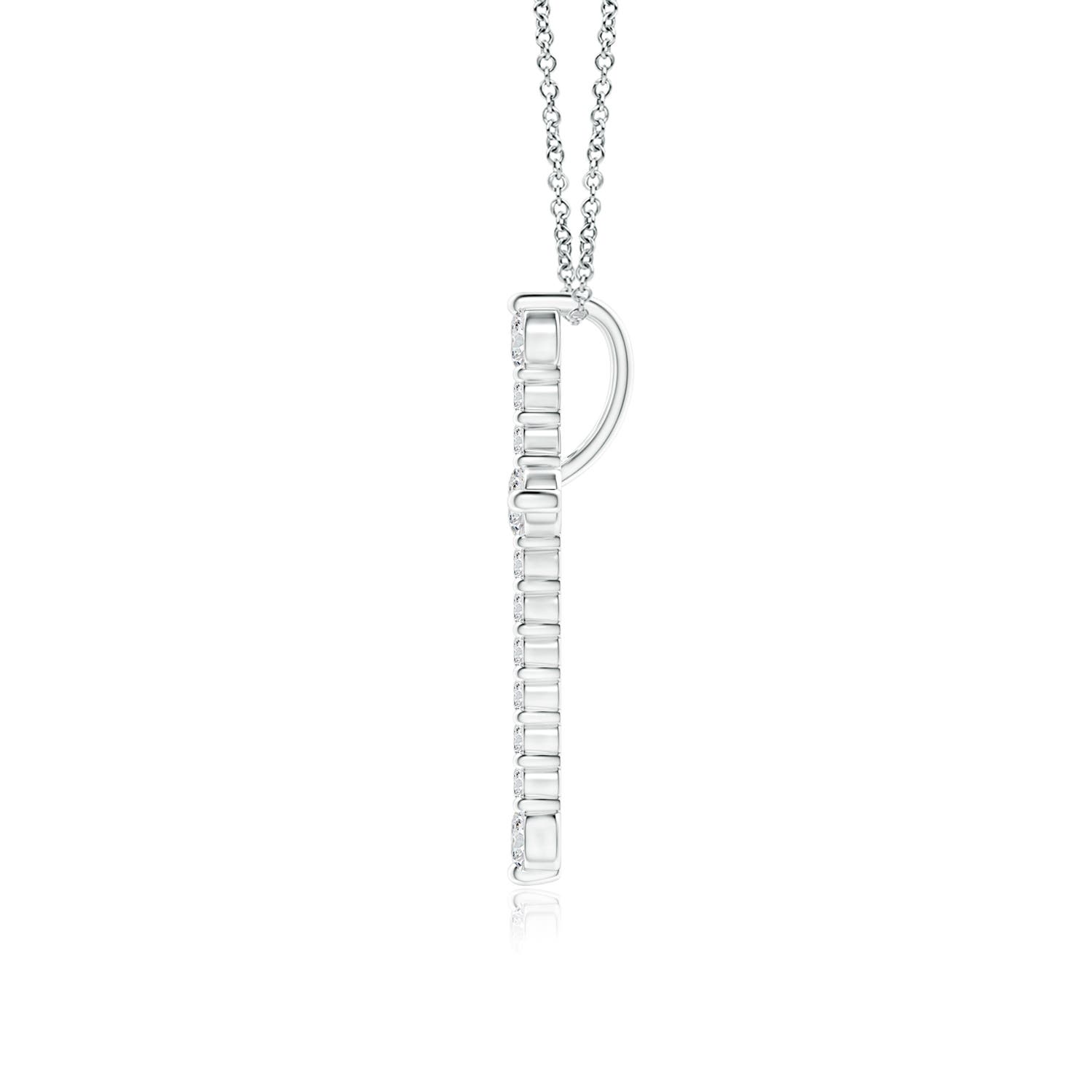 2.8mm HSI2 Prong-Set Diamond Budded Cross Pendant in 18K White Gold