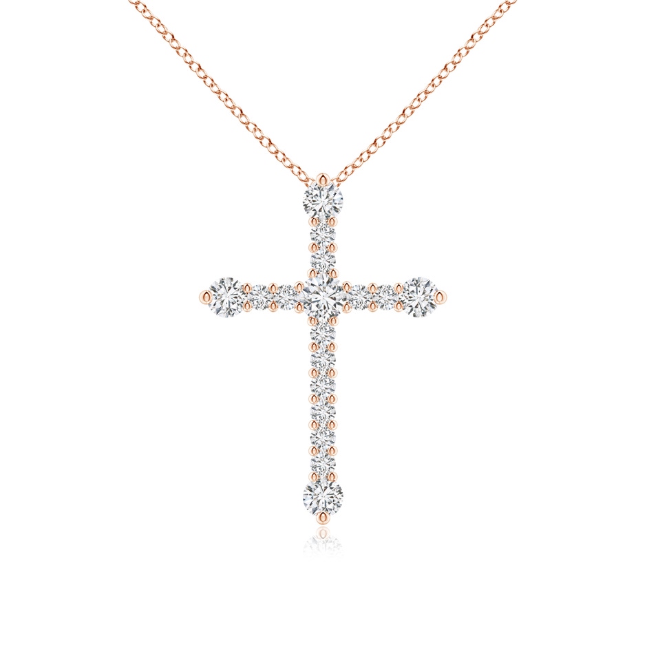 2.8mm HSI2 Prong-Set Diamond Budded Cross Pendant in Rose Gold 