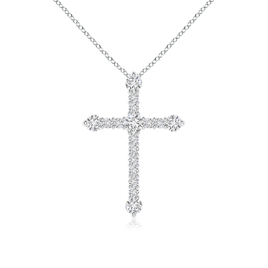 2.8mm HSI2 Prong-Set Diamond Budded Cross Pendant in White Gold 