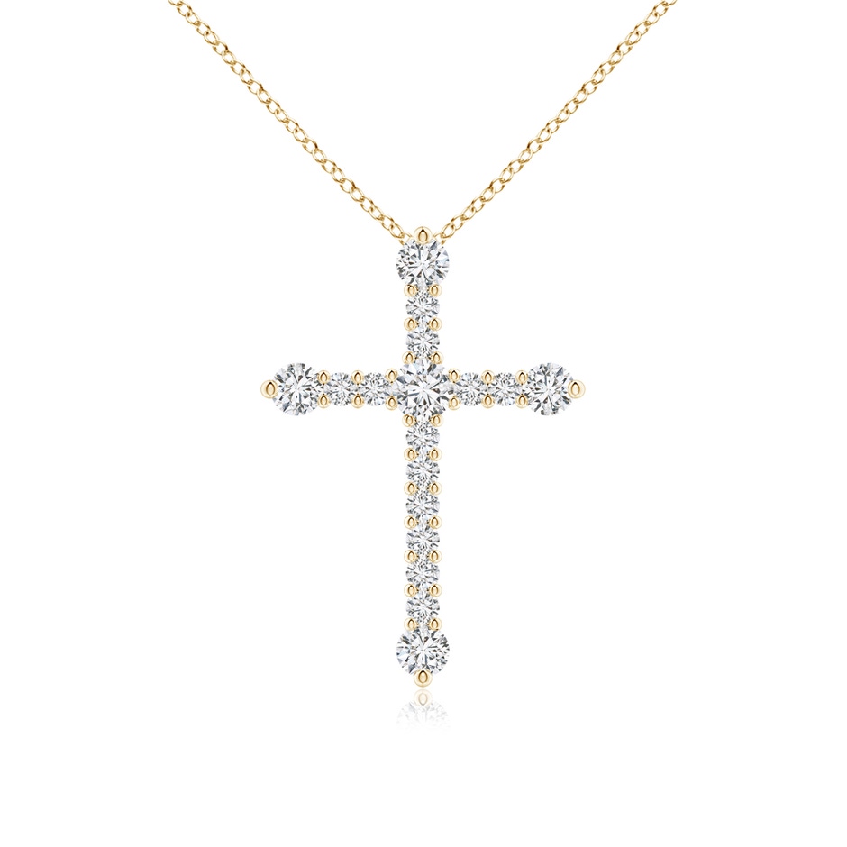 2.8mm HSI2 Prong-Set Diamond Budded Cross Pendant in Yellow Gold 