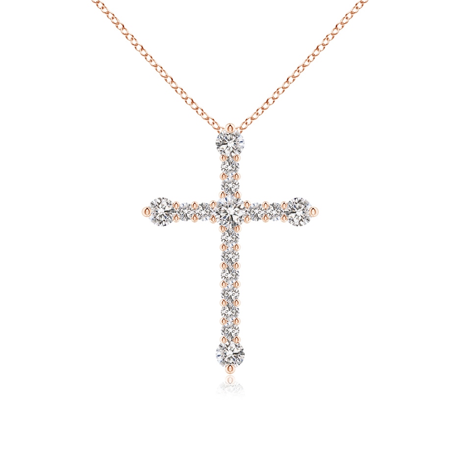 2.8mm IJI1I2 Prong-Set Diamond Budded Cross Pendant in Rose Gold 