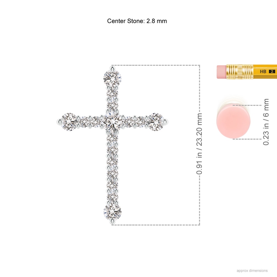 2.8mm IJI1I2 Prong-Set Diamond Budded Cross Pendant in White Gold ruler