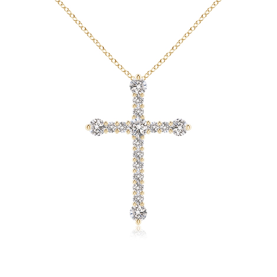 2.8mm IJI1I2 Prong-Set Diamond Budded Cross Pendant in Yellow Gold 