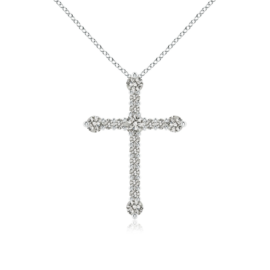 2.8mm KI3 Prong-Set Diamond Budded Cross Pendant in White Gold 