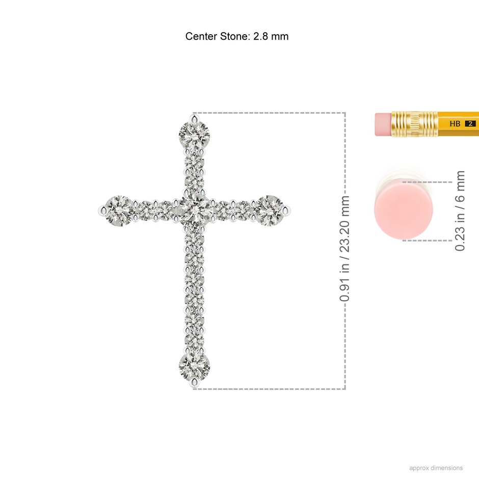 2.8mm KI3 Prong-Set Diamond Budded Cross Pendant in White Gold ruler