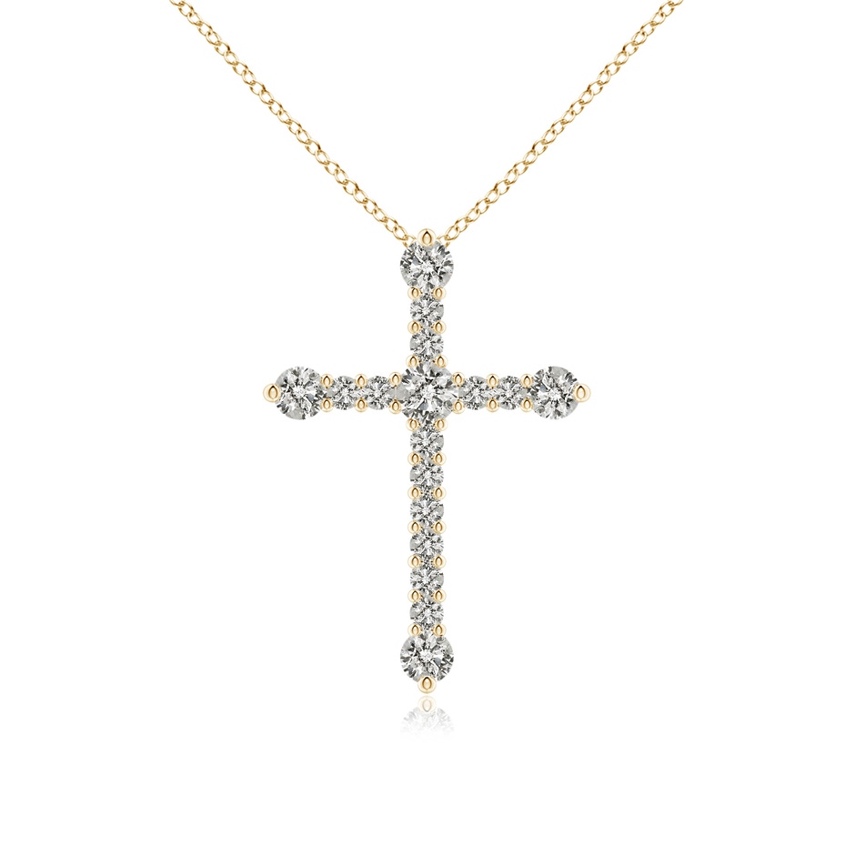 2.8mm KI3 Prong-Set Diamond Budded Cross Pendant in Yellow Gold 