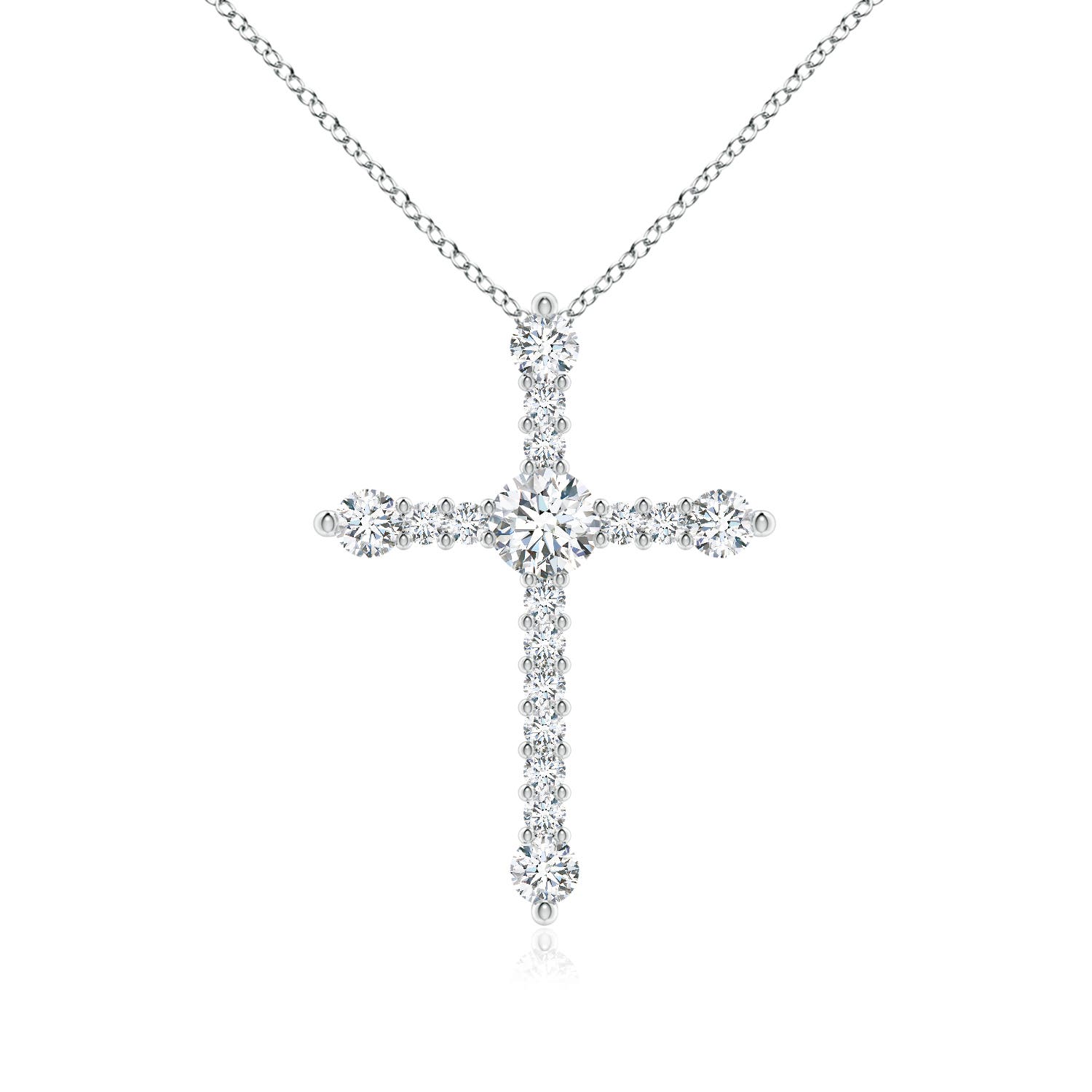 4.5mm GVS2 Prong-Set Diamond Budded Cross Pendant in P950 Platinum