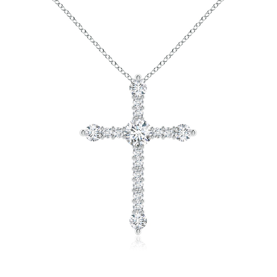 4.5mm GVS2 Prong-Set Diamond Budded Cross Pendant in White Gold 