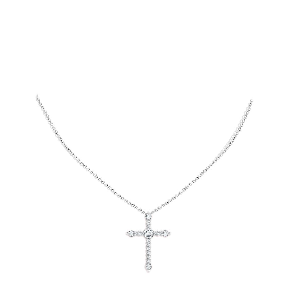 4.5mm GVS2 Prong-Set Diamond Budded Cross Pendant in White Gold pen