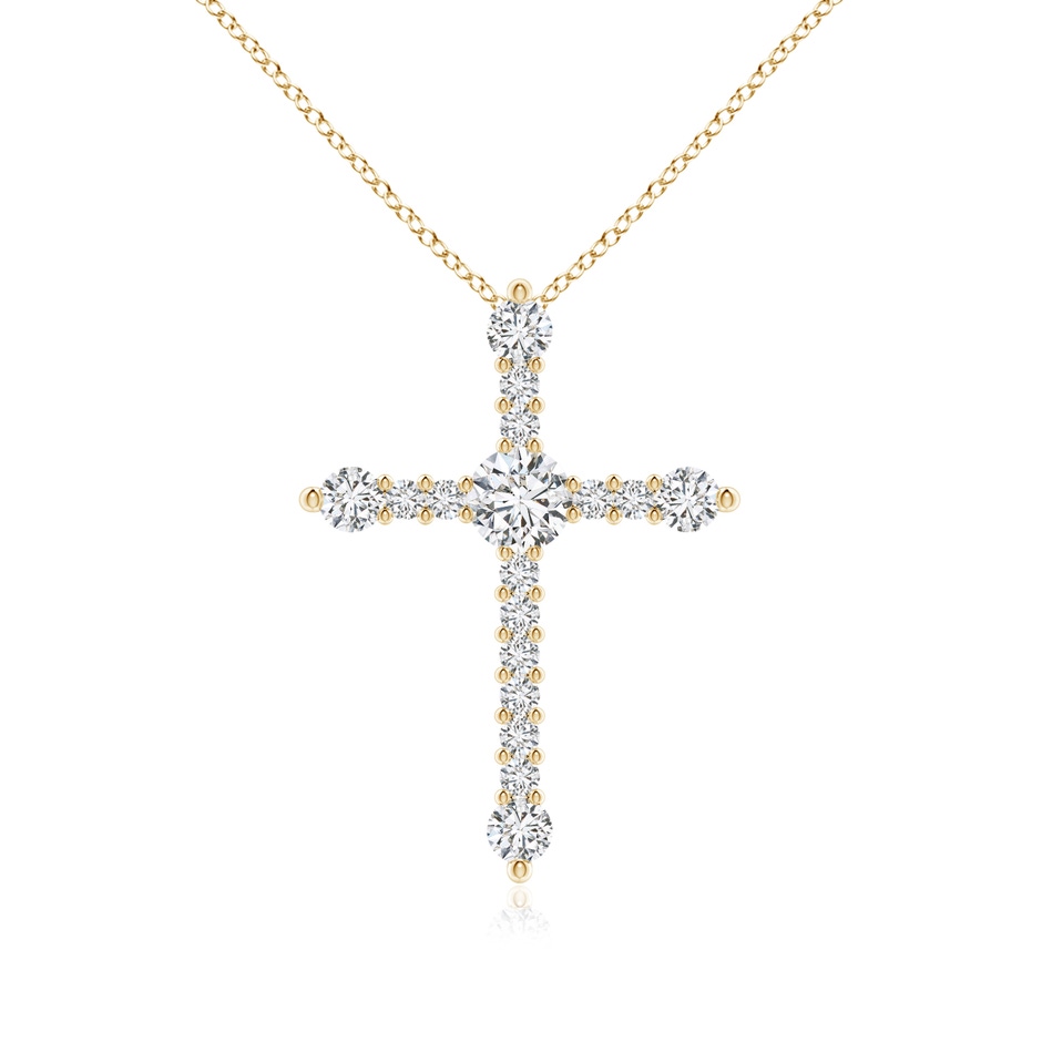 4.5mm HSI2 Prong-Set Diamond Budded Cross Pendant in Yellow Gold 