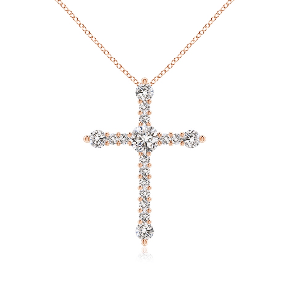 4.5mm IJI1I2 Prong-Set Diamond Budded Cross Pendant in Rose Gold 