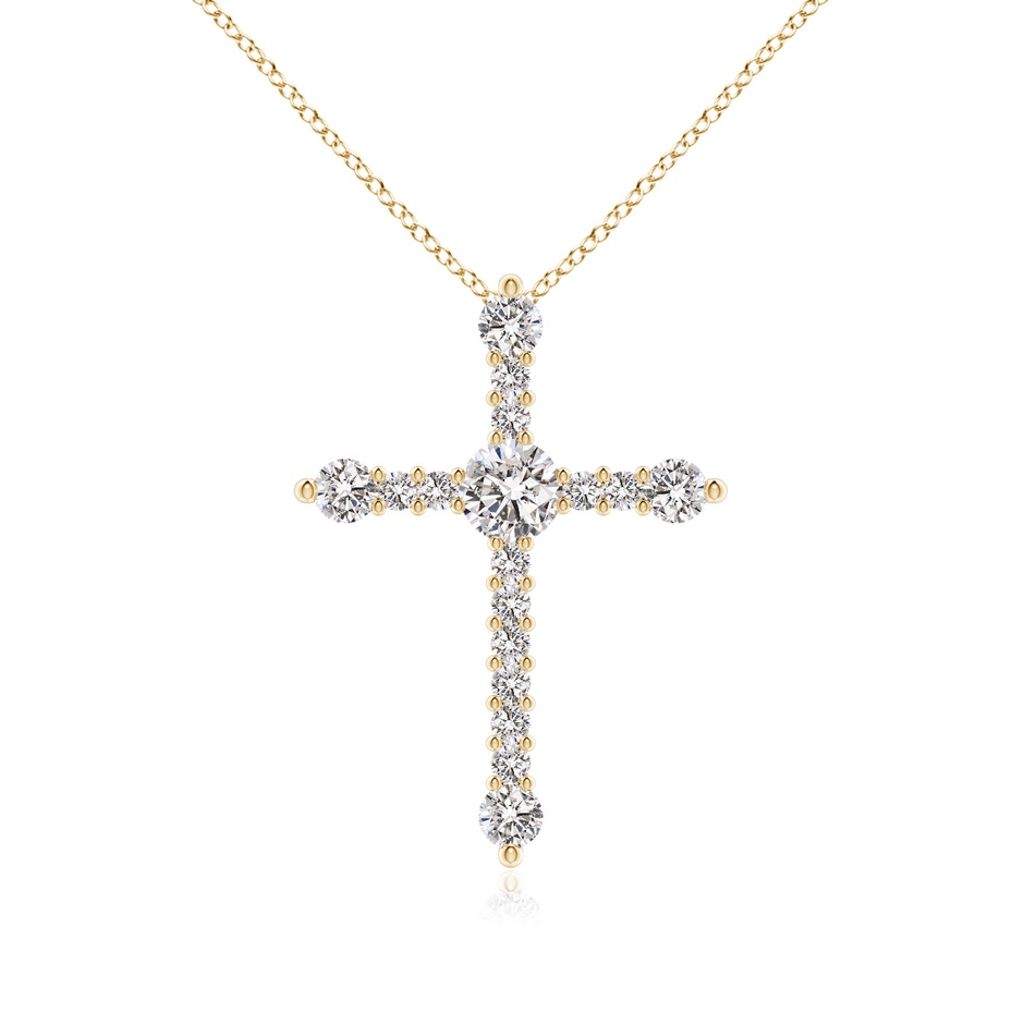 4.5mm IJI1I2 Prong-Set Diamond Budded Cross Pendant in Yellow Gold 