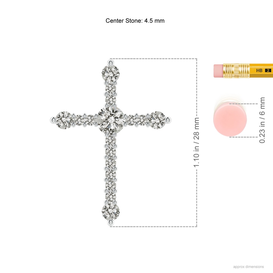 4.5mm KI3 Prong-Set Diamond Budded Cross Pendant in P950 Platinum ruler
