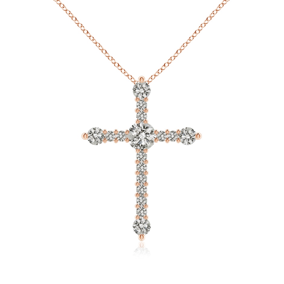 4.5mm KI3 Prong-Set Diamond Budded Cross Pendant in Rose Gold 