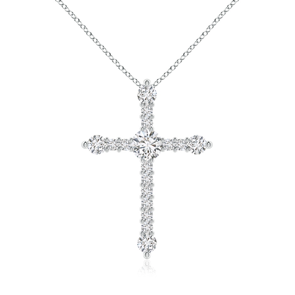 5.1mm HSI2 Prong-Set Diamond Budded Cross Pendant in White Gold 