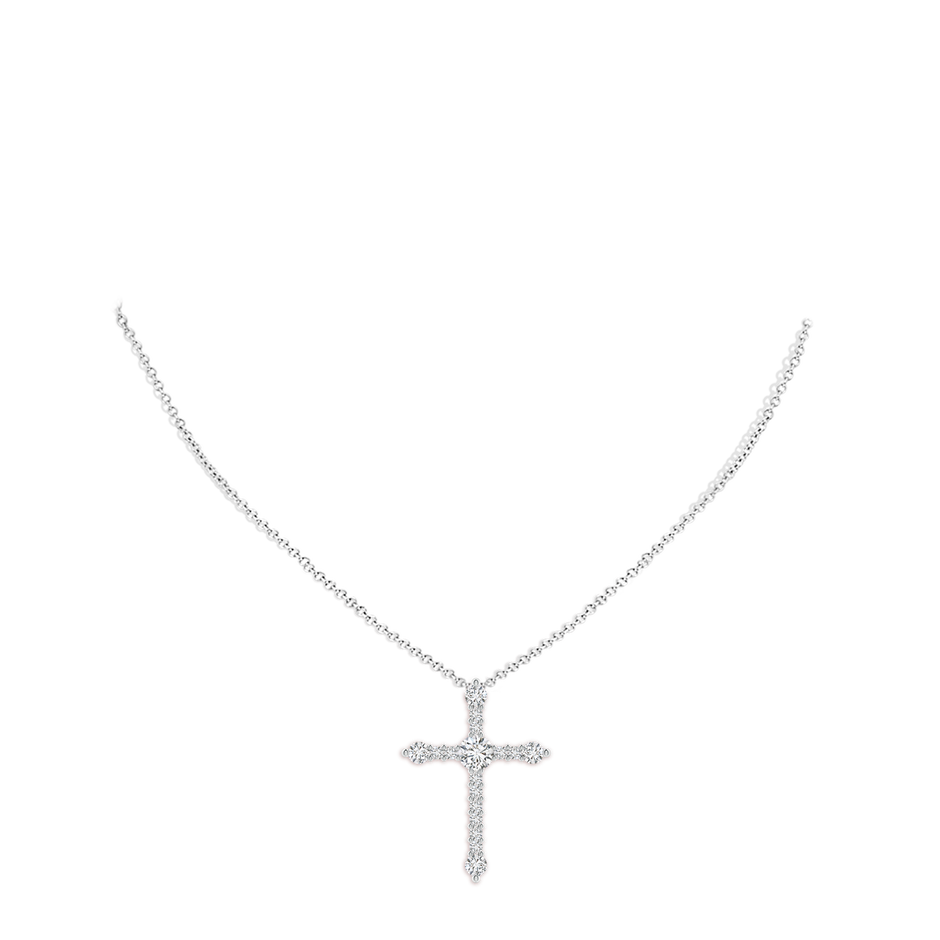 5.1mm HSI2 Prong-Set Diamond Budded Cross Pendant in White Gold pen