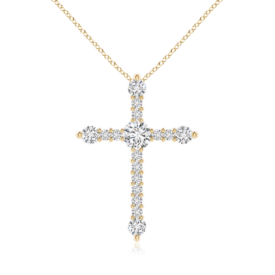 5.1mm HSI2 Prong-Set Diamond Budded Cross Pendant in Yellow Gold 