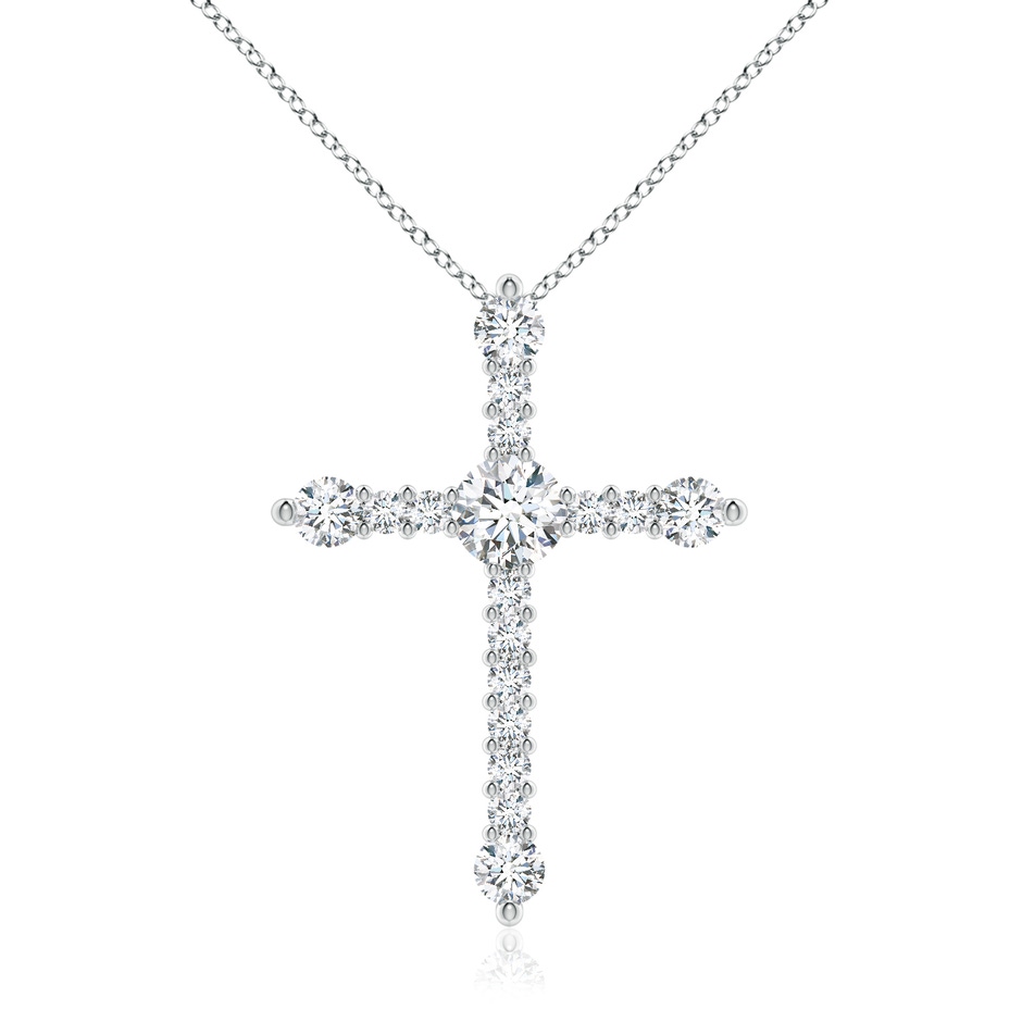 5.6mm GVS2 Prong-Set Diamond Budded Cross Pendant in P950 Platinum 
