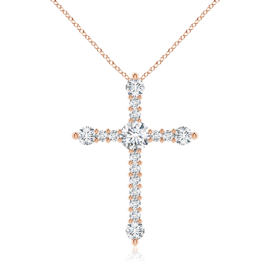 5.6mm GVS2 Prong-Set Diamond Budded Cross Pendant in Rose Gold 