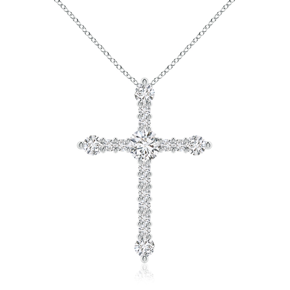 5.6mm HSI2 Prong-Set Diamond Budded Cross Pendant in White Gold 