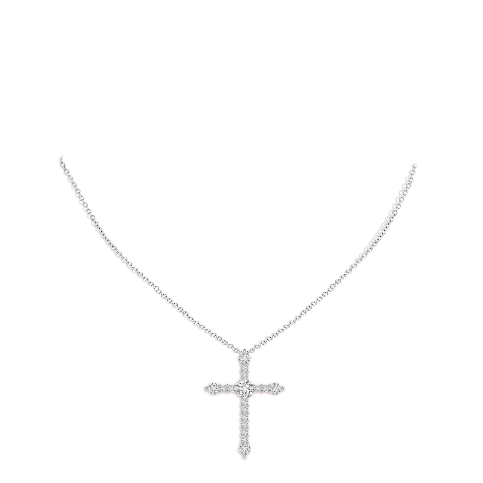 5.6mm HSI2 Prong-Set Diamond Budded Cross Pendant in White Gold pen