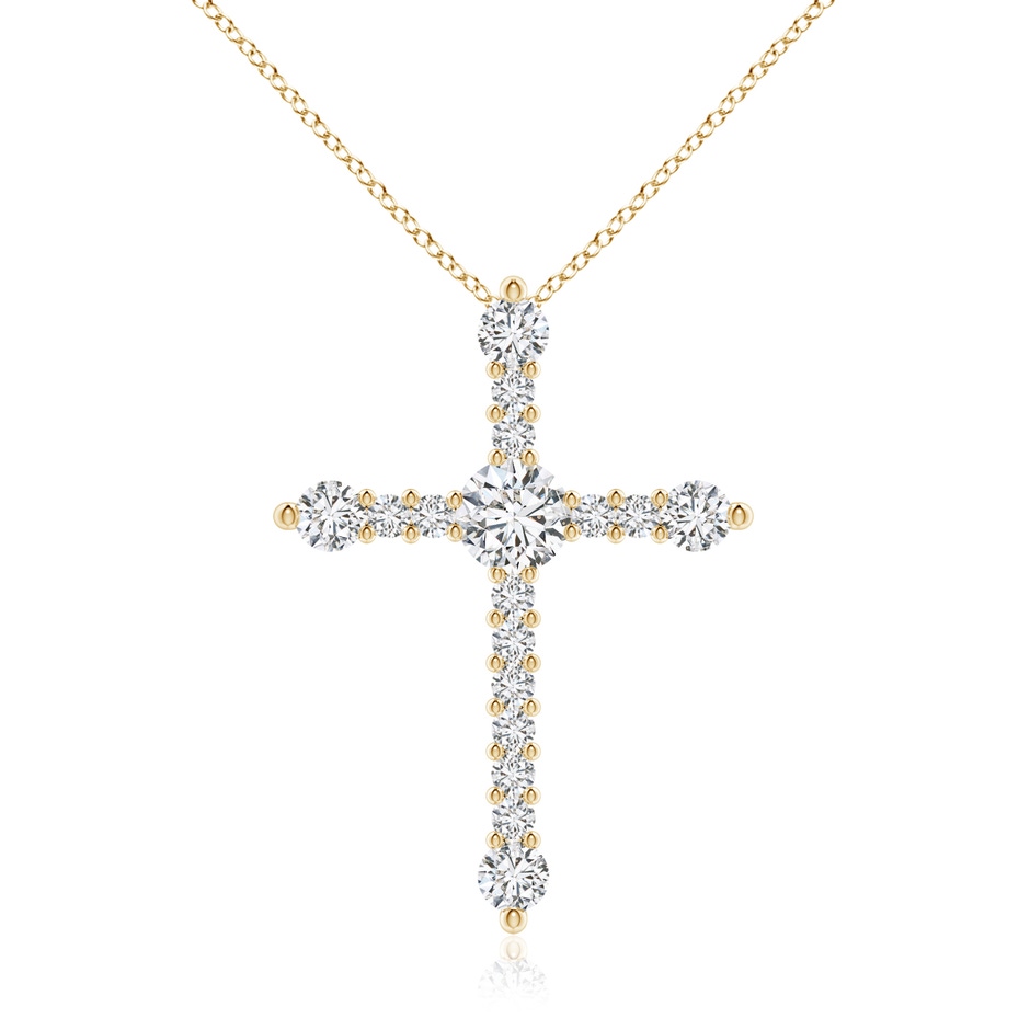 5.6mm HSI2 Prong-Set Diamond Budded Cross Pendant in Yellow Gold 