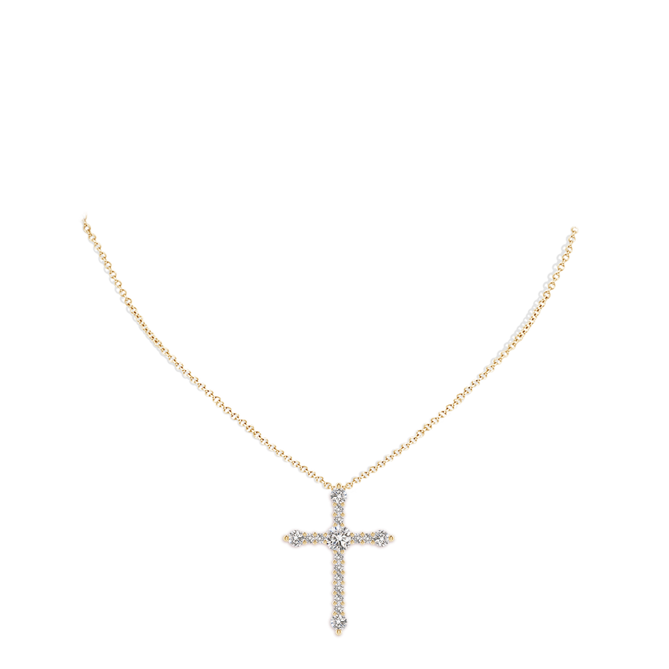 5.6mm IJI1I2 Prong-Set Diamond Budded Cross Pendant in Yellow Gold pen