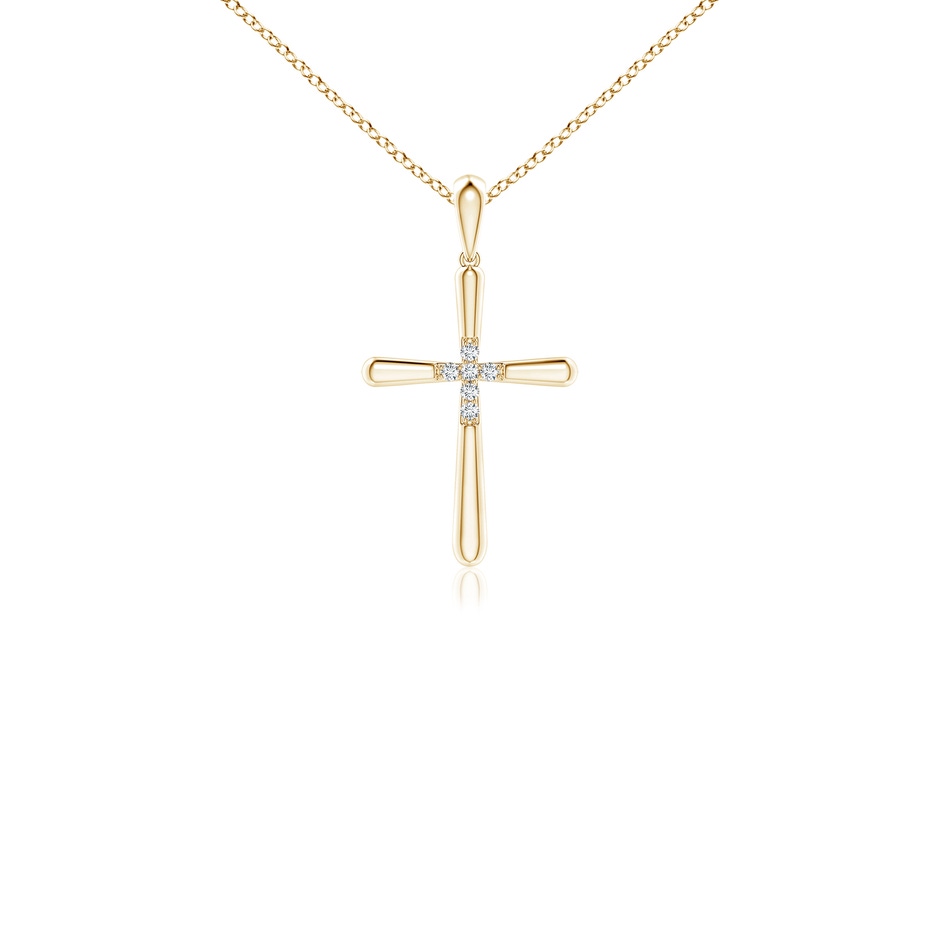 1.2mm GVS2 Prong-Set Diamond Fluted Cross Pendant in 18K Yellow Gold 