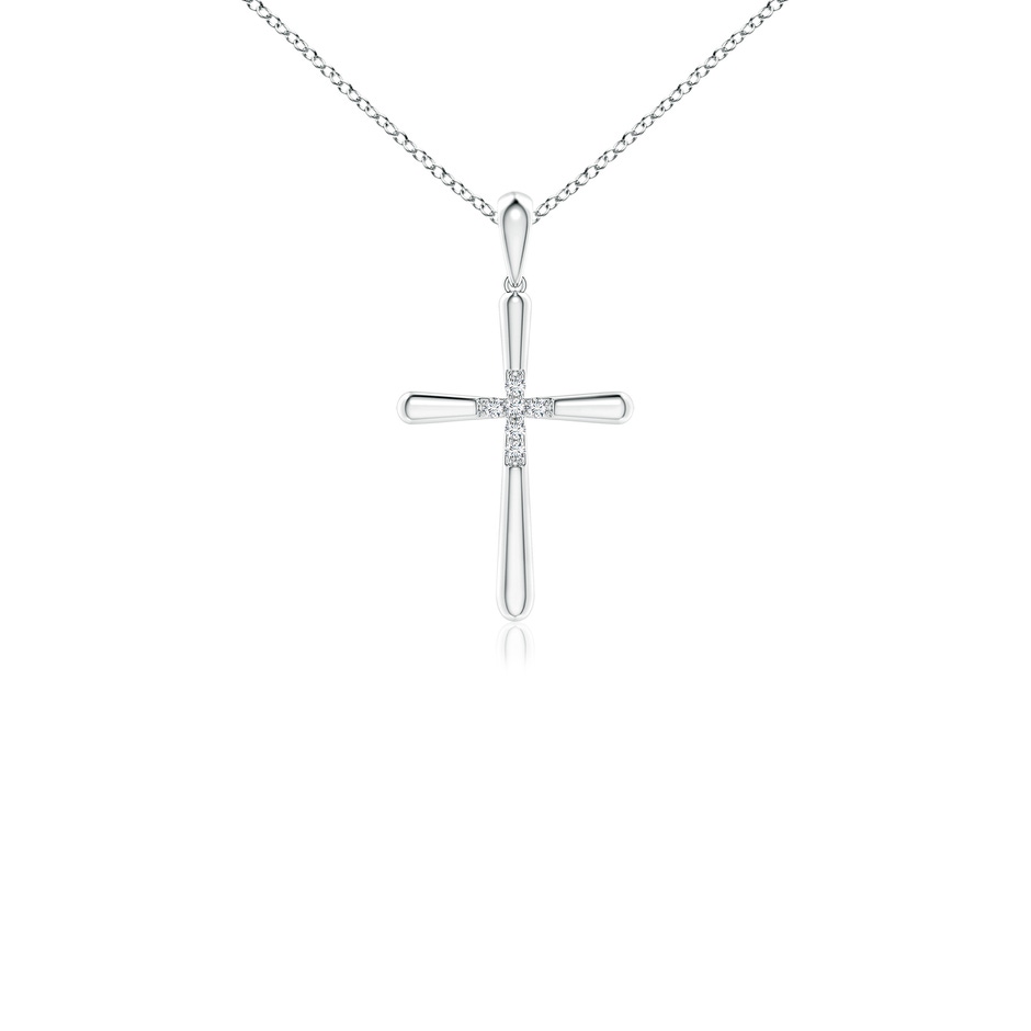 1.2mm GVS2 Prong-Set Diamond Fluted Cross Pendant in White Gold 