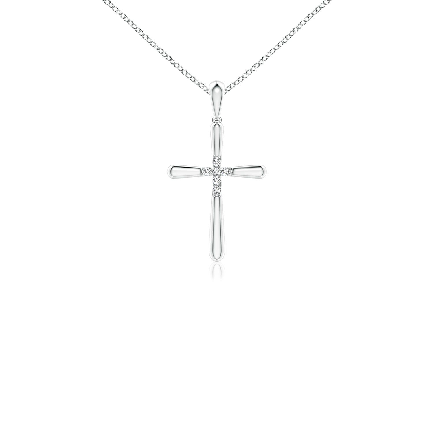 1.2mm HSI2 Prong-Set Diamond Fluted Cross Pendant in 18K White Gold