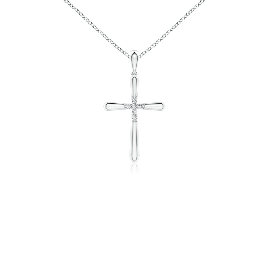 1.2mm HSI2 Prong-Set Diamond Fluted Cross Pendant in 18K White Gold 