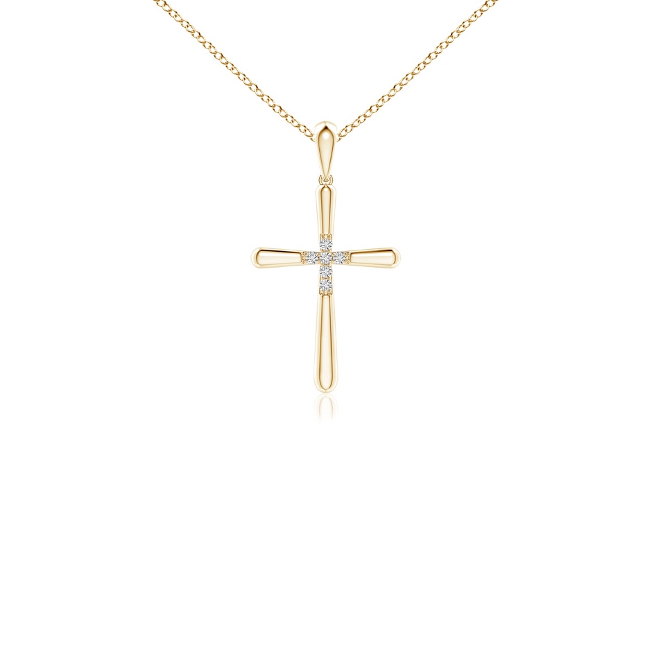 1.2mm HSI2 Prong-Set Diamond Fluted Cross Pendant in 18K Yellow Gold 