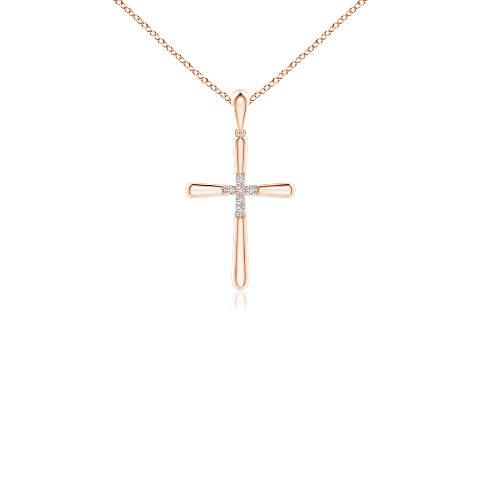1.2mm HSI2 Prong-Set Diamond Fluted Cross Pendant in Rose Gold 