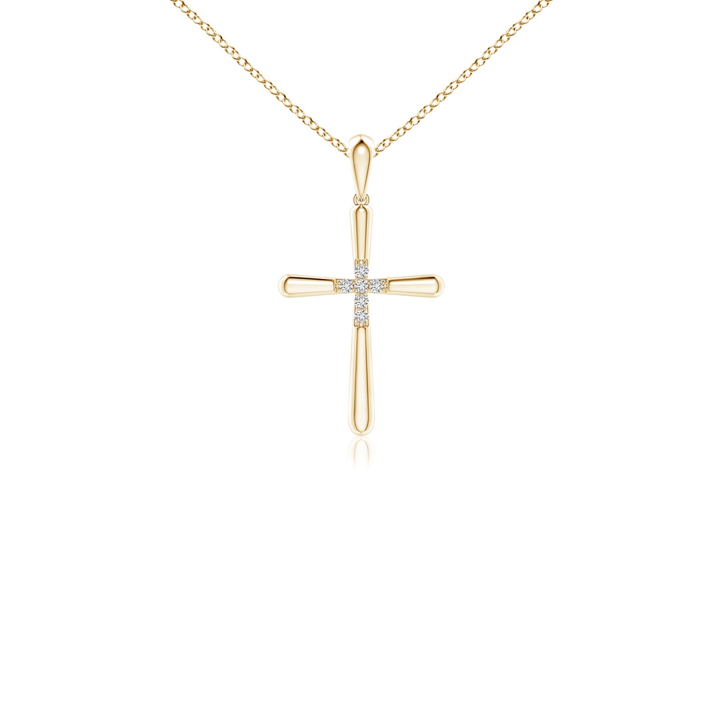 1.2mm HSI2 Prong-Set Diamond Fluted Cross Pendant in Yellow Gold