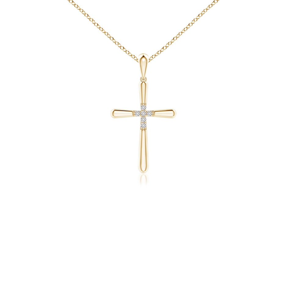 1.2mm HSI2 Prong-Set Diamond Fluted Cross Pendant in Yellow Gold 