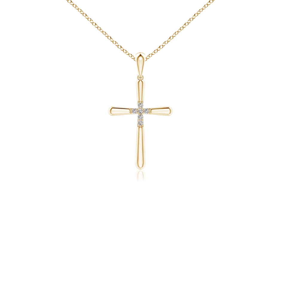 1.2mm IJI1I2 Prong-Set Diamond Fluted Cross Pendant in 9K Yellow Gold 