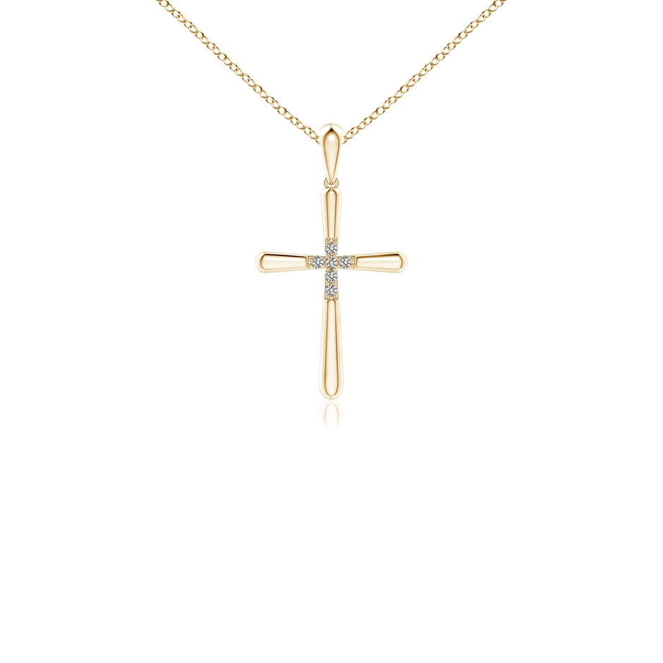1.2mm KI3 Prong-Set Diamond Fluted Cross Pendant in 18K Yellow Gold 