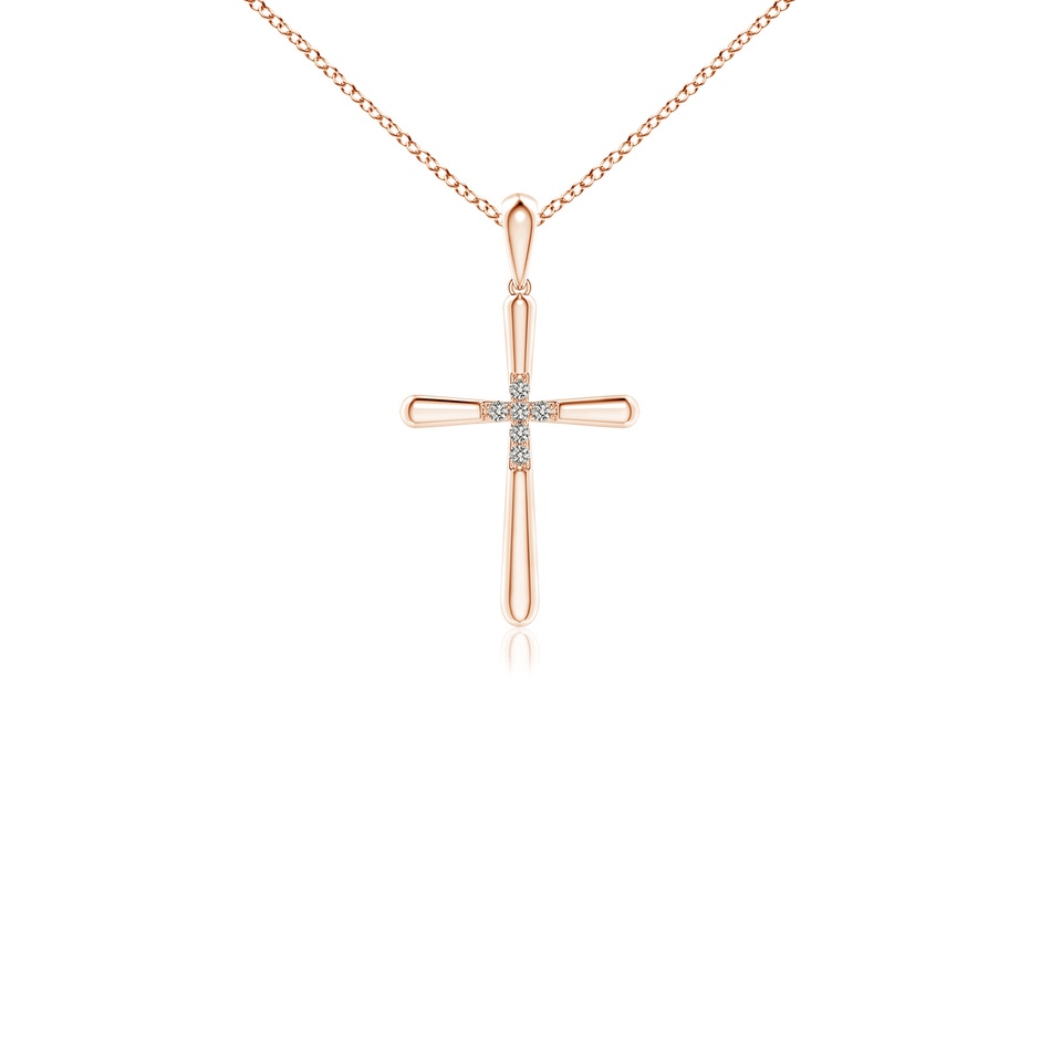 1.2mm KI3 Prong-Set Diamond Fluted Cross Pendant in 9K Rose Gold 