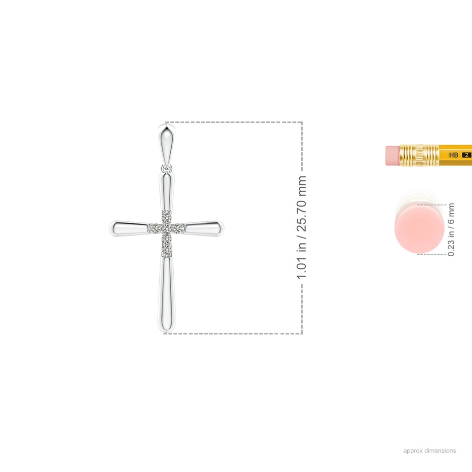 1.2mm KI3 Prong-Set Diamond Fluted Cross Pendant in P950 Platinum ruler