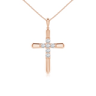 3.2mm GVS2 Prong-Set Diamond Fluted Cross Pendant in 10K Rose Gold