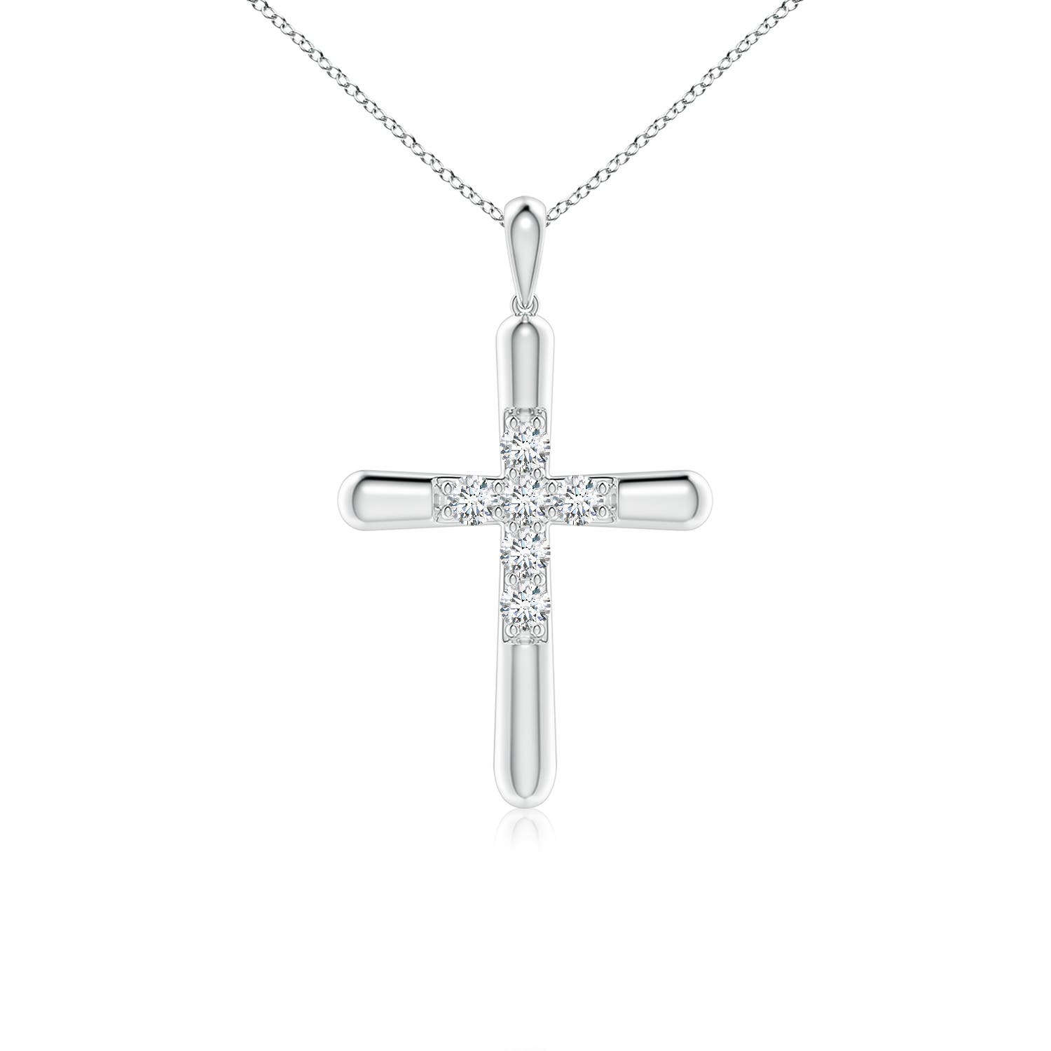 3.2mm GVS2 Prong-Set Diamond Fluted Cross Pendant in 18CT White Gold