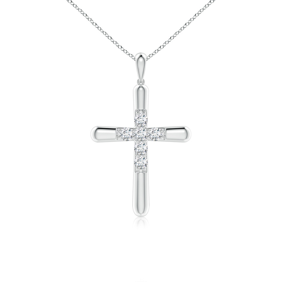 3.2mm GVS2 Prong-Set Diamond Fluted Cross Pendant in P950 Platinum 