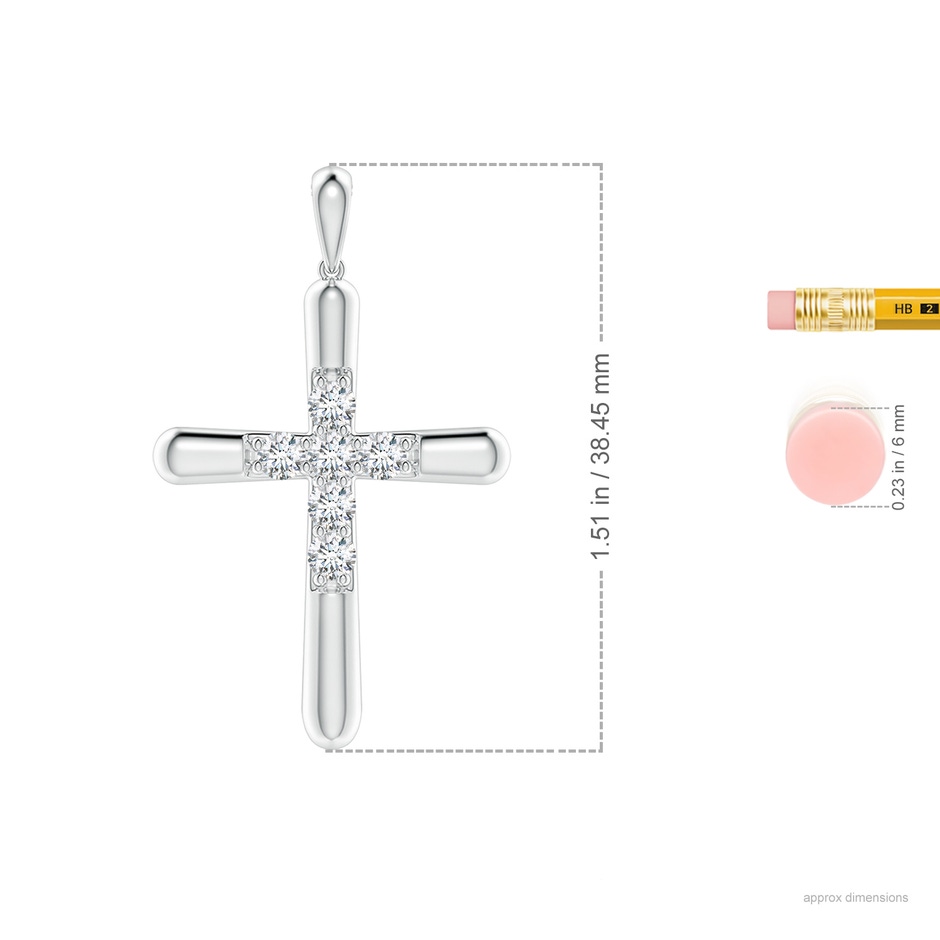 3.2mm GVS2 Prong-Set Diamond Fluted Cross Pendant in White Gold ruler