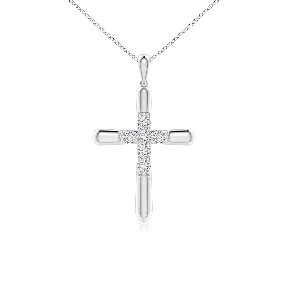 3.2mm HSI2 Prong-Set Diamond Fluted Cross Pendant in White Gold 