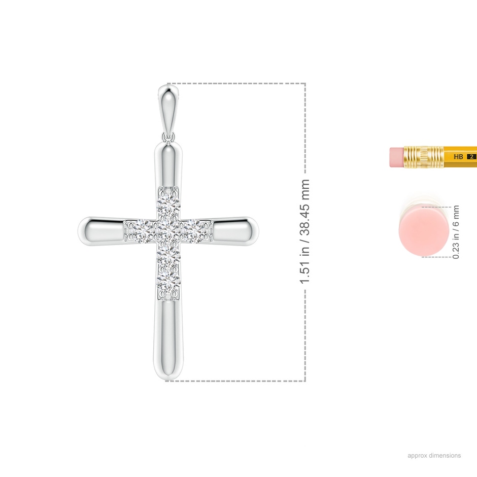 3.2mm HSI2 Prong-Set Diamond Fluted Cross Pendant in White Gold ruler